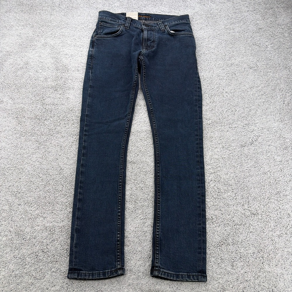 Nudie Jeans Mens Tight Terry 27x26 Blue Dark Wash Skinny Zip Fly Stretch Denim**